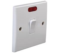 PRO ELEC PEL01398 1-Gang Rounded Edge DP Wall Switch with Neon Indicator, 20A, 250V