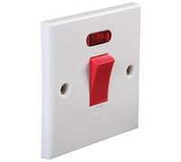 PRO ELEC PEL01400 1-Gang Rounded Edge DP Wall Switch with Neon Indicator, 45A, 250V