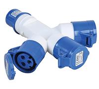 PRO ELEC PELB0127 16A, 230V, CEE Plug to 3 Sockets, 2P+E, Blue, IP44