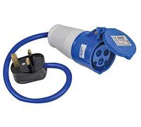 PRO ELEC PELB0137 16A, 230V, 1 Gang UK 13A Mains Plug to CEE Socket Extension Lead, 2P+E, Blue, 350mm