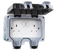 PRO ELEC PELB1120 Outdoor DP Switched Socket, 2 Gang, 13A, IP66