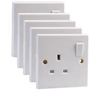PRO ELEC PELB1123 Mains Sockets, 1 Gang, Switched, SP, 13A, White, Pack of 5