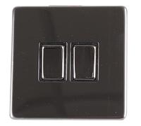 PRO ELEC PELB1141 Screwless Light Switch, 2 Gang, 2 Way, 10AX, Black Nickel