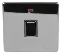 PRO ELEC PELB1147 Screwless Switch with Neon, 1 Gang, 20A, Black Nickel