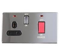 PRO ELEC PELB1151 Screwless Cooker Switch with Neons, 45A, Polished Chrome