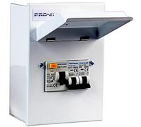 PRO ELEC PELB1201 Metal Garage Consumer Unit, 4 Way, 63A RCD, 6A + 32A MCBs