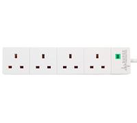 PRO ELEC PELB1537 4 Gang Surge Protected Extension Lead White, 8m