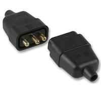 Pro Elec PELB1586 3 Pin In-Line Rubber Connector, 10A Black