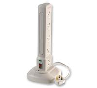PRO ELEC PELB1657 - 10-Gang Switched Surge-Protected Tower Extension, 2 m, White