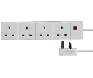 PRO ELEC PELB1691 4 Gang Extension Lead with Neon 5m, White