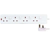 PRO ELEC PELB1751 4 Gang Individually Switched Extension Lead 1m, White | Power up to 4 devices independently with individually switched sockets and a tidy 1m cable length.