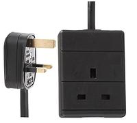 PRO ELEC PELB1799 1 Gang Extension Lead 0.5m, Black