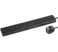 PRO ELEC PELB1817 6-Gang Surge Protected Extension Lead, Black, 5m Lead
