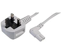 PRO ELEC PELB1856 13A UK Plug to Right Angled Figure 8 (C7) Mains Lead, 3m White