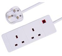 PRO ELEC PELB1900 2 Gang Extension Lead 3m, White