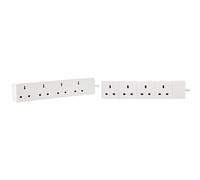 PRO ELEC PELB1904 4 Gang Extension Lead White, 3m & PL09181 2m 4 Gang Extension Lead - White