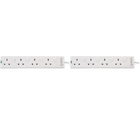 PRO ELEC PELB1921 4 Way Individually Switched Surge Protected Extension Lead White, 5m (Pack of 2)