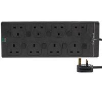 PRO ELEC PELB1940 3m 8 Way Individually Switched Surge Protected Extension Lead, Black