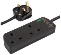 Pro Elec Pelb1952 2 Gang Extension Lead With Surge Protection, Black, 2M