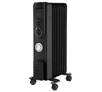 PRO ELEC PELL0212-UK 1.5kW 7 Fin Oil Filled Radiator with Timer, Black