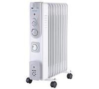 PRO ELEC PELL0213-UK 2kW 9 Fin Oil Filled Radiator with Timer, White