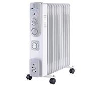 PRO ELEC PELL0215-UK 2.5kW 11 Fin Oil Filled Radiator with Timer, White