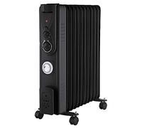 PRO ELEC PELL0216-UK 2.5kW 11 Fin Oil Filled Radiator with Timer, Black