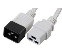 Pro Elec PELR0040 IEC male C20 to Female C19 Extension Lead, White, 1 m, 16A, 250V