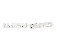 PRO ELEC PL09211 4 Gang Surge Protected Extension Lead White, 8m & PELB1904 4 Gang Extension Lead White, 3m