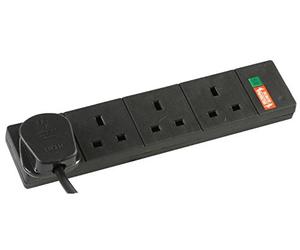 pro elec pl11236pl 1 m 4 Socket Surge Protected Extension Lead with Neon On Light - Black