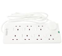 PRO ELEC PL15339 3m 8 Way Individually Switched Surge Protected Extension Lead, White