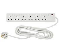Pro Elec plpl12947 5 m 6 Gang Individually Switched Extension Lead - White | 6 switched sockets with neon indicators, 5m cable and 13A UK plug for convenient power control.