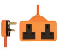 Pro Elec - Rubber Mains Extension Lead, 2 Gang, 13A, 2M, Orange