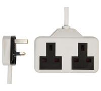 Pro Elec - Rubber Mains Extension Lead, 2 Gang, 13A, 2M, White