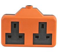 PRO ELEC Rubber Trailing Socket, 2-Gang, 13A, Orange - PELB1583
