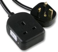 Pro Elec - Rubberised Plastic 1-Gang Extension, Black, 15M Lead