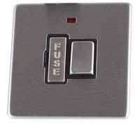 PRO ELEC Screwless Switched Fused Spur 13A - Stainless Steel, Neon Indicator, Twin Earth Terminals, BS 1363 Compliant - PELB1152