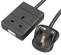 kenable 1 Gang Single Way UK 13A Mains Power Socket Extension Lead Black 3m [3 metres]