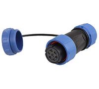 PRO ELEC SP211 Series Circular Connector, 7-Pin Cable Mount Receptacle, IP68 Waterproof, Threaded, Solder Socket, 500V AC, 15A - Durable Nylon Body with Gold-Plated Brass Contacts