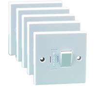 PRO ELEC Switched Fused Connection Unit, Double Pole, 13A, 250V, White, Pack of 5