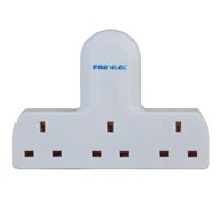 PRO ELEC Unswitched 3-Way Plug Adaptor 13A 250V - 3 UK Mains Outlets, BS5733 Compliant (PELB1868)