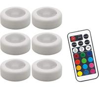 Pro elec Wireless Led Colour Changing Torch Puck Lights With Rgb Leds & Remote Control, Dimmable, Battery Powered