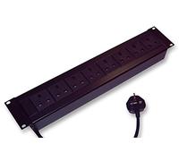 PRO ELEC X2U8-BK 8 Way PDU, 19" Rack Mount | 19" rack-mounted 8-way PDU with UK outlets, busbar construction and 3m mains lead for rack power distribution.
