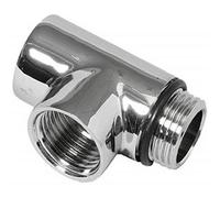 Pro Element Chrome Brass Tee Piece Push-Fit Water Fitting 55 X 22 X 40 mm - 0002-425007Cp