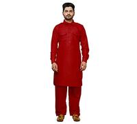 Pro-Ethic Style Developer Men Cotton Pathani Kurta Set Indian Wedding Dress | Traditional wear A-116, Red, XL