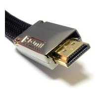 PRO FLAT Braided HDMI 2.0 High Speed 4K TV Low Profile Cable Metal Ends 1m