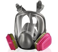 Pro Full-Face Respirator Mask with 60926 Filter，Anti-Fog Goggle，Reusable Gas Masks for Dust Painting Organic Vapor Epoxy Resin Welding Construction Woodworking Chemical Polishing Cutting，Pink & Grey