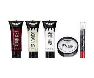 Pro FX Halloween Professional Special Effects Make Up Kit 2 by Moon Terror | Fake Blood, Liquid Latex, Modelling Wax, Spirit Gum, SFX Make up