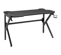 Pro Gaming Desk w/ Steel Frame, Cup & Headphone Holder - Stay organized & crush