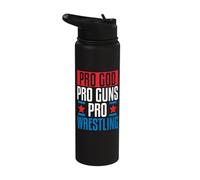 Pro God Pro Guns Pro Wrestling Stainless Steel Insulated Water Bottle